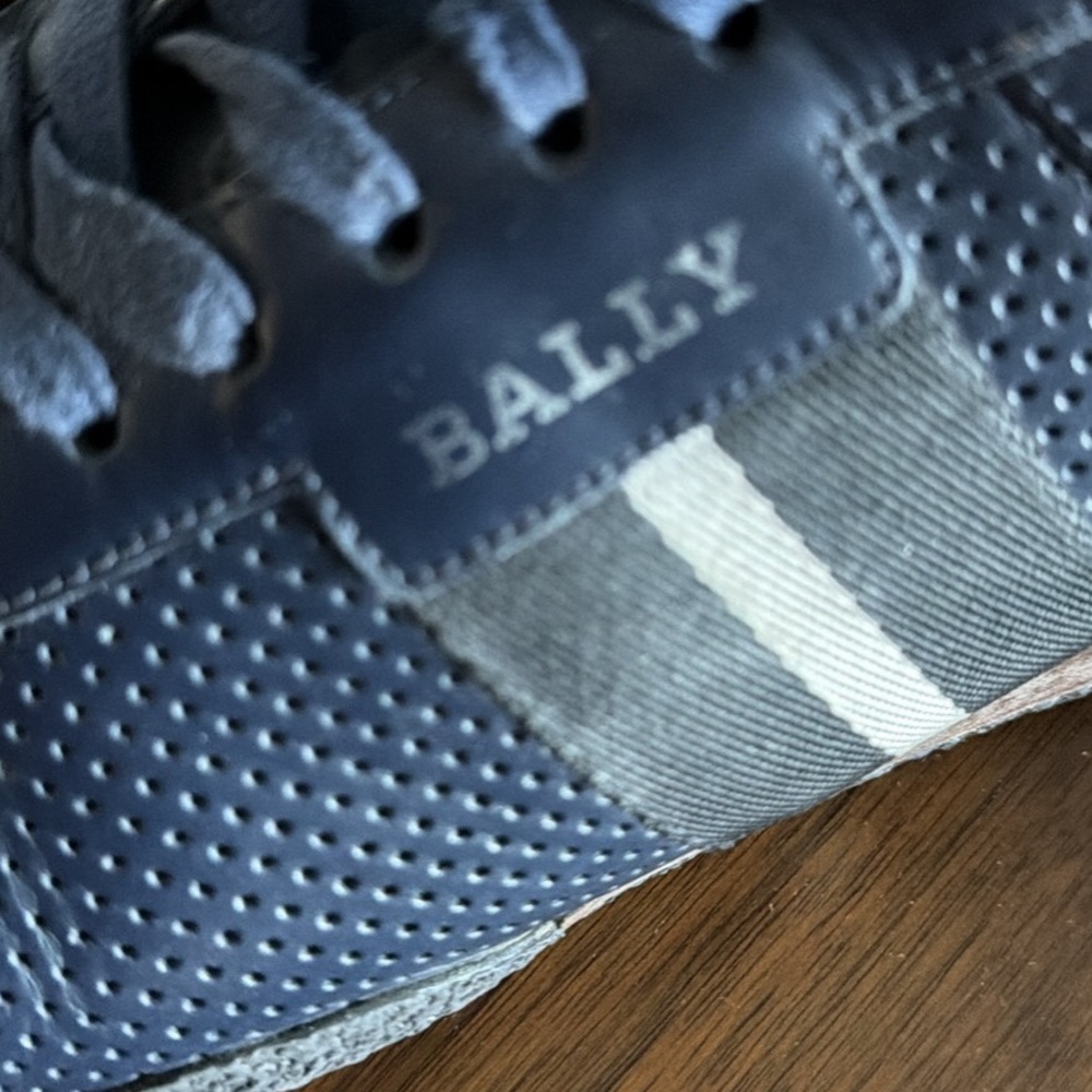 Bally Men's Navy and White Leather Sneakers - Picture 3 of 6